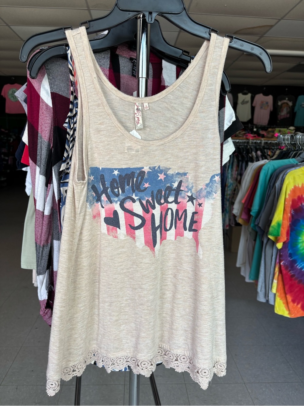 Red Camel Beige Knit Tank Top with Script Label